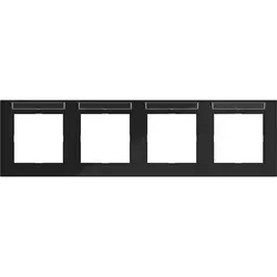 Hager Berker Abdeckrahmen 4-fach horizontal mit Beschriftungsfeld A1 nachtschwarz glänzend (WAD6402BG)