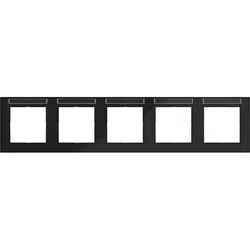 Hager Berker Abdeckrahmen 5-fach horizontal mit Beschriftungsfeld A1 nachtschwarz glänzend (WAD6502BG)