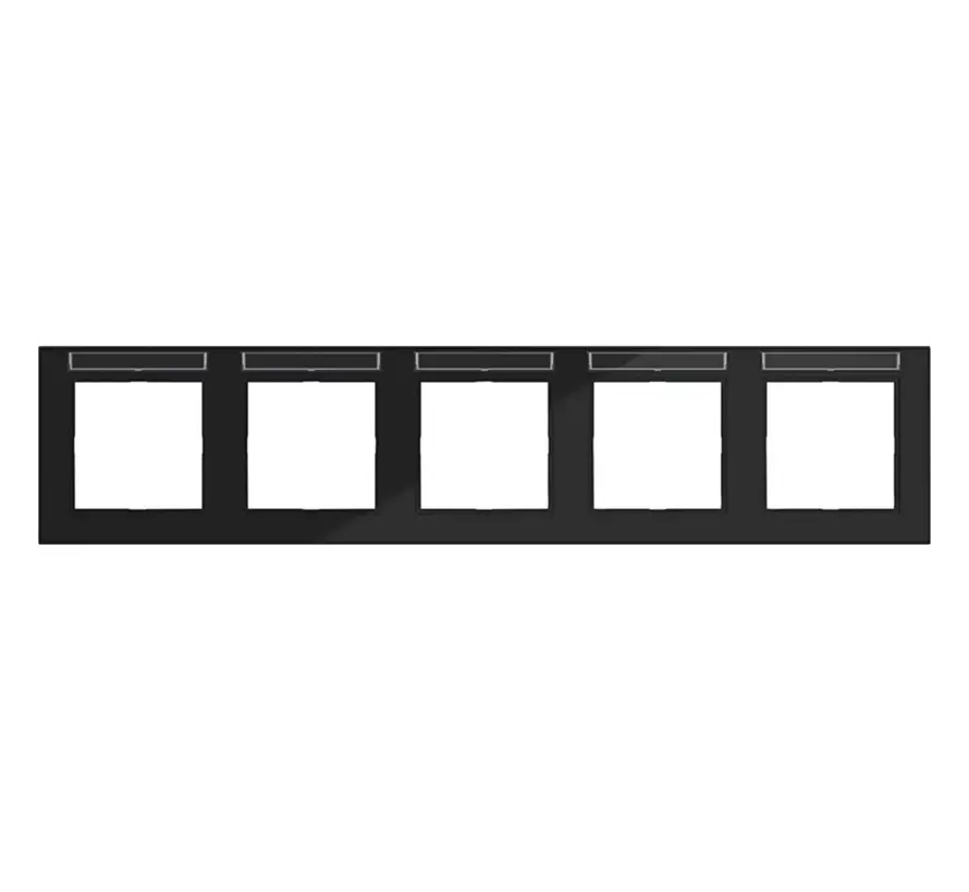 Abdeckrahmen 5-fach horizontal mit Beschriftungsfeld A1 nachtschwarz glänzend (WAD6502BG)