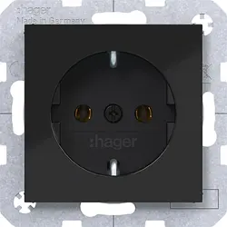 Hager Berker Schuko-Steckdose A1/A8/C1/C8 nachtschwarz glänzend (WAS1100BG)