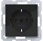 Schuko-Steckdose A1/A8/C1/C8 nachtschwarz glänzend (WAS1100BG)