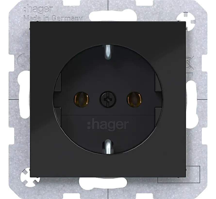 Schuko-Steckdose A1/A8/C1/C8 nachtschwarz glänzend (WAS1100BG)