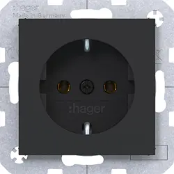 Hager Berker Schuko-Steckdose A1/A8/C1/C8 nachtschwarz matt (WAS1100BM)