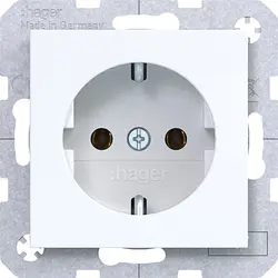 Hager Berker Schuko-Steckdose A1/A8/C1/C8 lichtweiß glänzend (WAS1100WG)