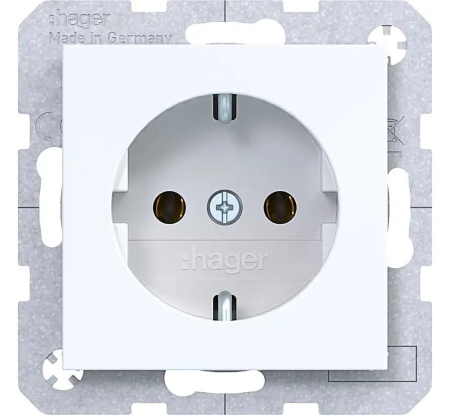 Schuko-Steckdose A1/A8/C1/C8 lichtweiß glänzend (WAS1100WG)
