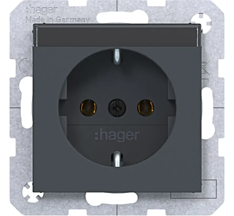 Schuko-Steckdose mit Beschriftungsfeld A1/A8/C1/C8 anthrazit matt (WAS1101AT)