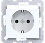 Schuko-Steckdose mit Beschriftungsfeld A1/A8/C1/C8 lichtweiß glänzend (WAS1101WG)