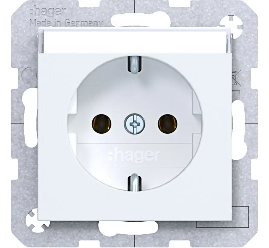 Schuko-Steckdose mit Beschriftungsfeld A1/A8/C1/C8 lichtweiß matt (WAS1101WM)