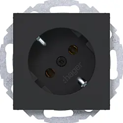 Hager Berker Schuko-Steckdose 45° gedreht A1/A8/C1/C8 nachtschwarz matt (WAS1105BM)