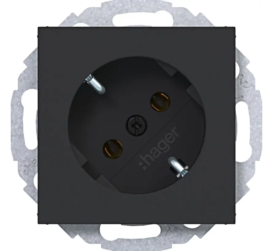 Schuko-Steckdose 45° gedreht A1/A8/C1/C8 nachtschwarz matt (WAS1105BM)