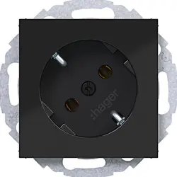 Hager Berker Schuko-Steckdose 45° gedreht A1/A8/C1/C8 nachtschwarz glänzend (WAS1105BG)
