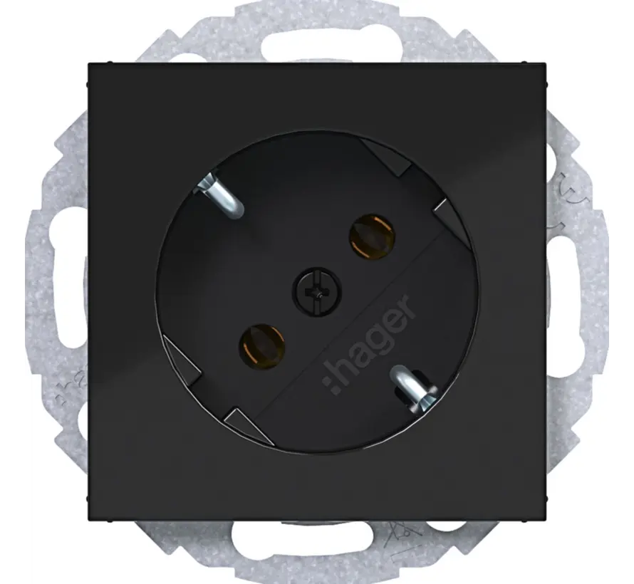 Schuko-Steckdose 45° gedreht A1/A8/C1/C8 nachtschwarz glänzend (WAS1105BG)