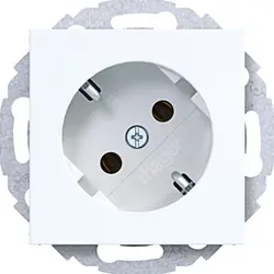 Hager Berker Schuko-Steckdose 45° gedreht A1/A8/C1/C8 lichtweiß glänzend (WAS1105WG)