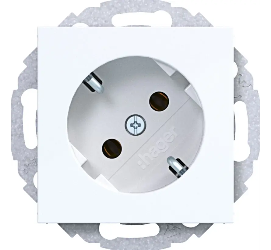 Schuko-Steckdose 45° gedreht A1/A8/C1/C8 lichtweiß glänzend (WAS1105WG)