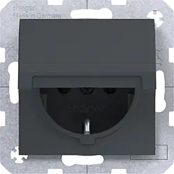 Hager Berker Schuko-Steckdose mit federndem Klappdeckel A1/A8/C1/C8 anthrazit matt (WAS1110AT)