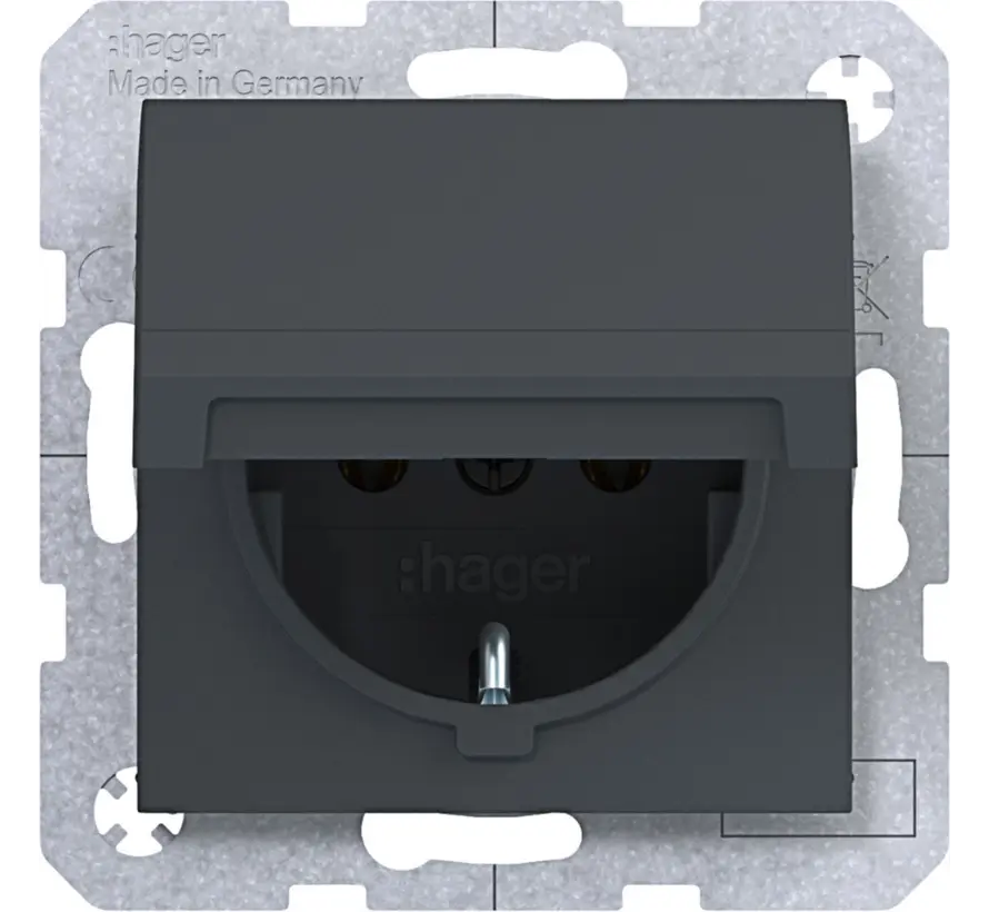 Schuko-Steckdose mit Klappdeckel A1/A8/C1/C8 anthrazit matt (WAS1110AT)