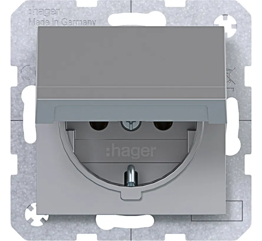 Schuko-Steckdose mit Klappdeckel A1/A8/C1/C8 titan matt (WAS1110TA)