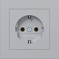 Hager Berker Schuko-Steckdose mit Vollplatte für Einzelmontage A1 titan matt (WAS1120TA)