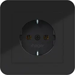 Hager Berker Schuko-Steckdose mit Vollplatte für Einzelmontage C1 nachtschwarz glänzend (WAS1121BG)