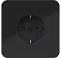 Schuko-Steckdose mit Vollplatte für Einzelmontage C1 nachtschwarz glänzend (WAS1121BG)