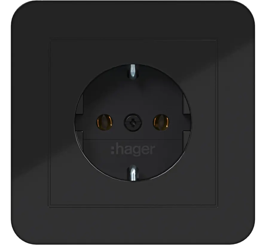 Schuko-Steckdose mit Vollplatte für Einzelmontage C1 nachtschwarz glänzend (WAS1121BG)