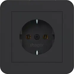 Hager Berker Schuko-Steckdose mit Vollplatte für Einzelmontage C1 nachtschwarz matt (WAS1121BM)