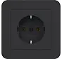 Schuko-Steckdose mit Vollplatte für Einzelmontage C1 nachtschwarz matt (WAS1121BM)