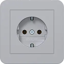 Hager Berker Schuko-Steckdose mit Vollplatte für Einzelmontage C1 titan matt (WAS1121TA)