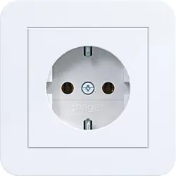 Hager Berker Schuko-Steckdose mit Vollplatte für Einzelmontage C1 lichtweiß glänzend (WAS1121WG)