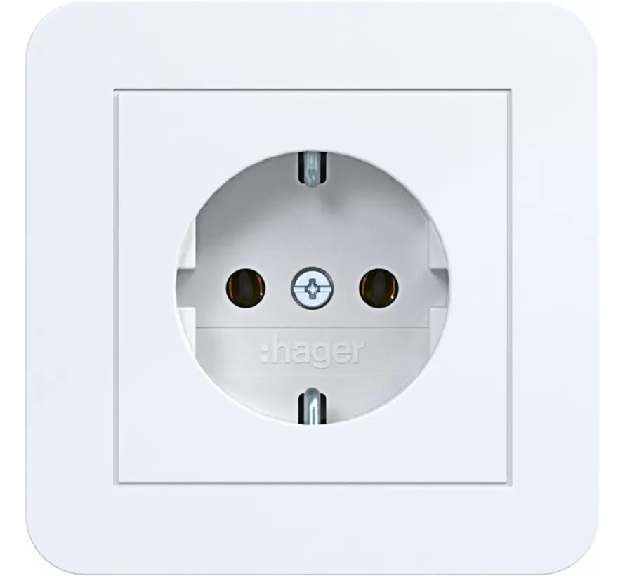 Schuko-Steckdose mit Vollplatte für Einzelmontage C1 lichtweiß glänzend (WAS1121WG)