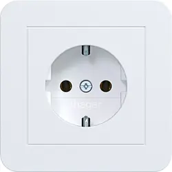 Hager Berker Schuko-Steckdose mit Vollplatte für Einzelmontage C1 lichtweiß matt (WAS1121WM)