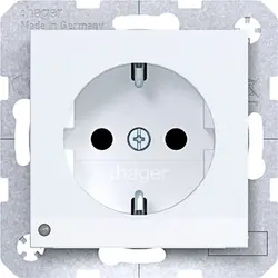 Hager Berker Schuko-Steckdose erhöhtem Berührungsschutz mit LED-Orientierungslicht A1/A8/C1/C8 lichtweiß matt (WAS1462WM)