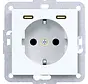 Schuko-Steckdose mit 2x USB-C A1/A8/C1/C8 lichtweiß glänzend (WAS4055WG)