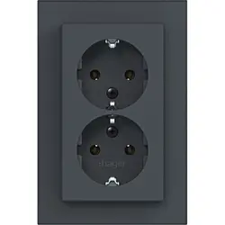 Hager Berker Schuko-Steckdose 2-fach für 1-fach Unterputzdose A1 anthrazit matt (WAS2175AT)