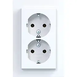 Hager Berker Schuko-Steckdose 2-fach für 1-fach Unterputzdose A1 lichtweiß glänzend (WAS2175WG)