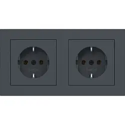 Hager Berker Schuko-Steckdose 2-fach vorverdrahtet für Duo-Unterputzdose A1 anthrazit matt (WAS2123AT)