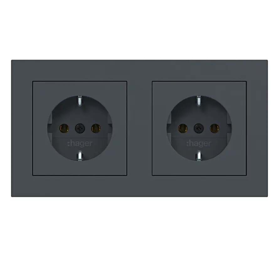 Schuko-Steckdose 2-fach vorverdrahtet für Duo-Unterputzdose A1 anthrazit matt (WAS2123AT)