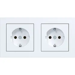 Hager Berker Schuko-Steckdose 2-fach vorverdrahtet für Duo-Unterputzdose A1 lichtweiß matt (WAS2123WM)