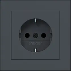 Hager Berker Schuko-Steckdose erhöhtem Berührungsschutz mit Vollplatte für Einzelmontage A1 anthrazit matt (WAS1220AT)