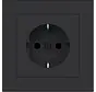 Schuko-Steckdose erhöhtem Berührungsschutz mit Vollplatte für Einzelmontage A1 nachtschwarz matt (WAS1220BM)