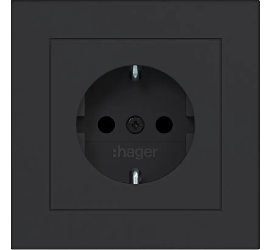 Schuko-Steckdose erhöhtem Berührungsschutz mit Vollplatte für Einzelmontage A1 nachtschwarz matt (WAS1220BM)