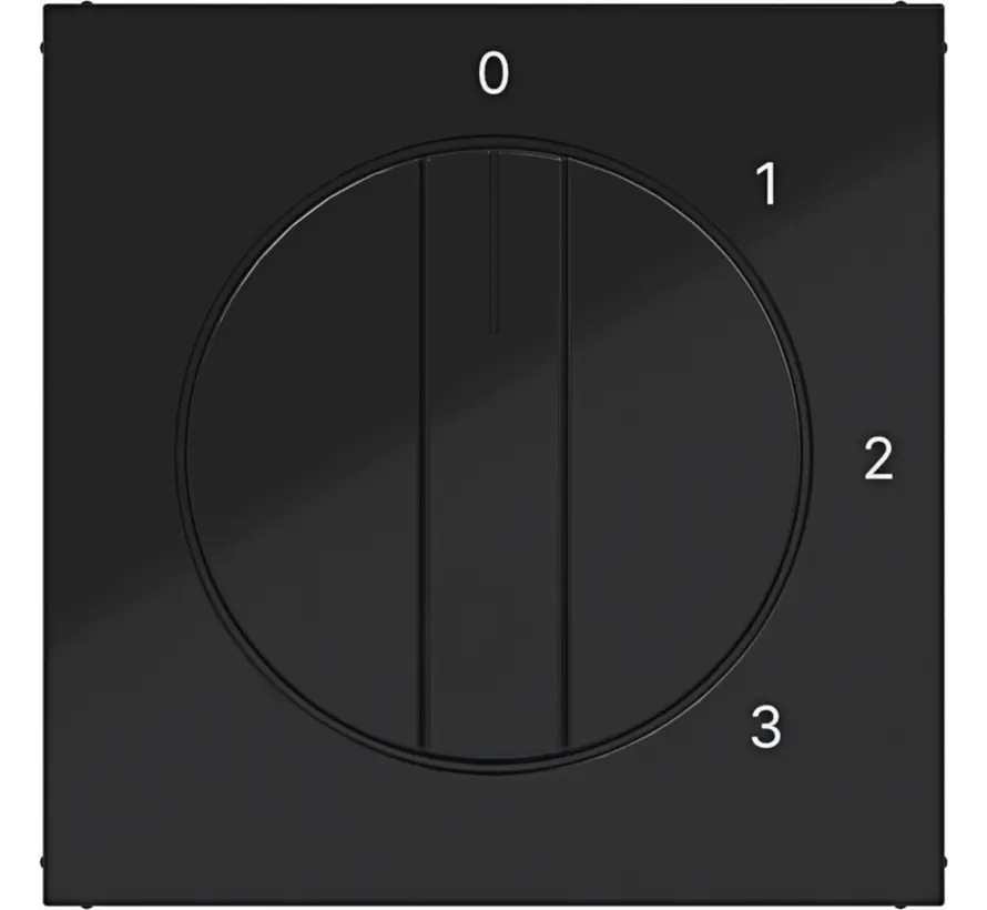 Drehknopf für Dreistufenschalter mit Nullstellung 0-1-2-3 A1/A8/C1/C8 nachtschwarz glänzend (WAF1315BG)