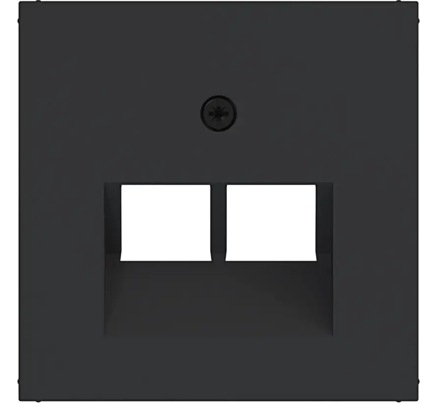 Zentralplatte RJ45 Netzwerk-Anschlussdose 2-fach A1/A8/C1/C8 nachtschwarz matt (WAF1108BM)