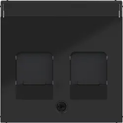 Hager Berker Zentralplatte für Tragring Modular Jack 2-fach A1/A8/C1/C8 nachtschwarz glänzend (WAF1161BG)