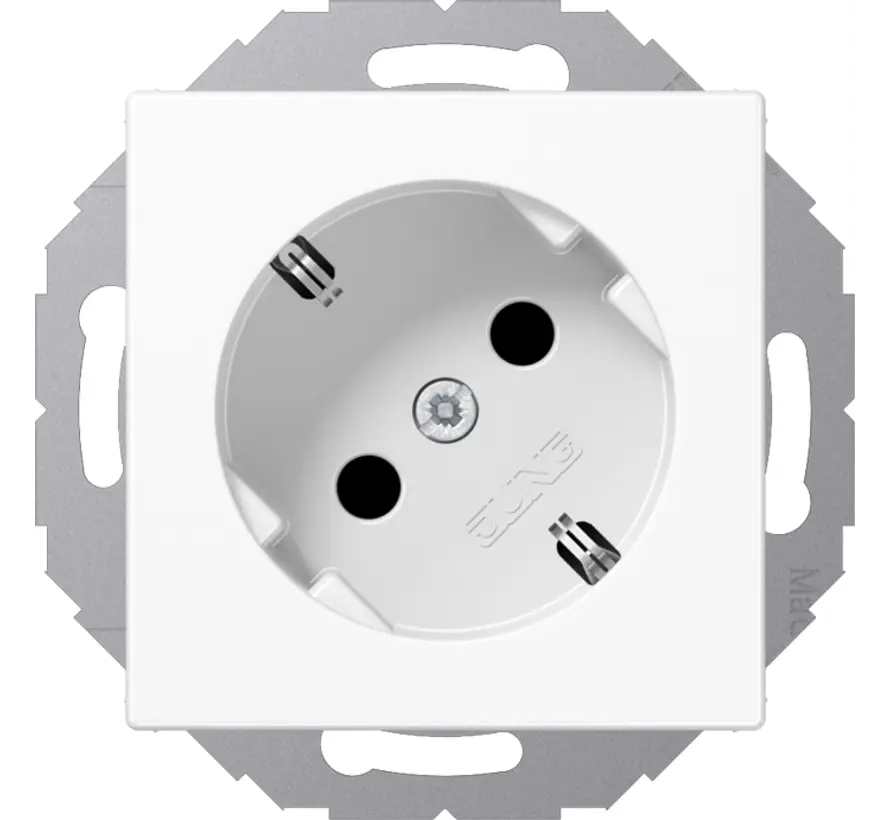 Schuko-Steckdose 45 Grad ohne Befestigungskrallen A-range alpinweiß (A 520-45 N WW)