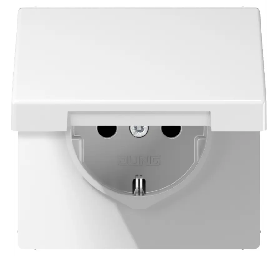 Schuko-Steckdose Klappdeckel LS990 alpinweiß (LS 1520 NKL WW)