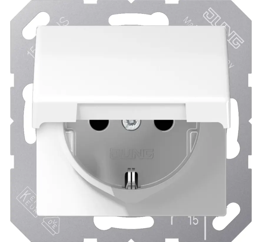 Schuko-Steckdose Klappdeckel AS500 alpinweiß (AS 1520 NKL WW)