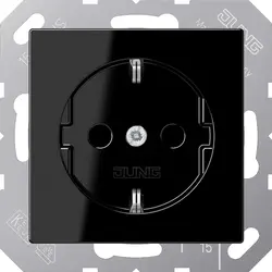 JUNG Schuko-Steckdose Safety+ ohne Befestigungskrallen A-range schwarz glänzend (A 1520 NKI SW)