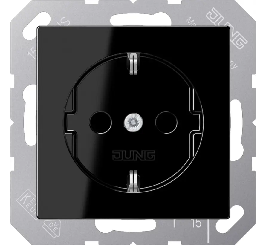 Schuko-Steckdose Safety+ ohne Befestigungskrallen A-range schwarz glänzend (A 1520 NKI SW)