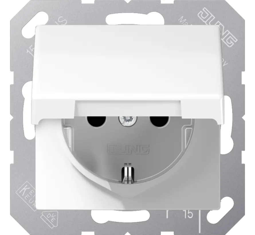 Schuko-Steckdose Safety+ mit Klappdeckel ohne Befestigungskrallen AS500 alpinweiß (AS 1520 NKIKL WW)
